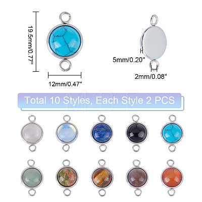 20Pcs 10 Styles Natural & Synthetic Mixed Gemstone Connector Charms Sets G-GA0001-65-1