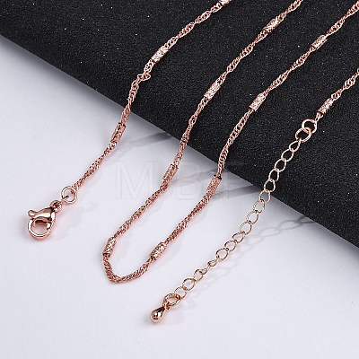 Brass Singapore Chains Necklaces for Women NJEW-D302-04RG-1