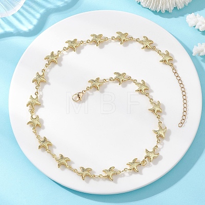 Ocean 304 Stainless Steel Starfish Link Chain Necklaces for Women NJEW-JN05921-1