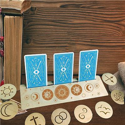 Natural Wood Card Stand for Tarot DJEW-WH0034-02I-1