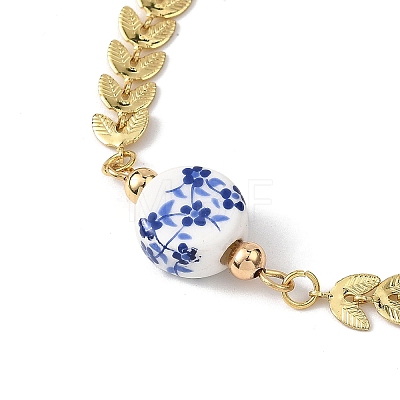 Leaf Brass Brass Handmade Cobs Link Chains Bracelets BJEW-JB12818-1