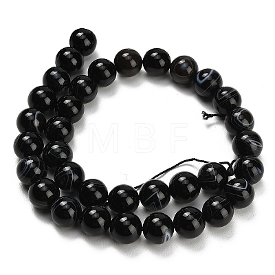Natural Black Agate Beads Strands G-B178-Q01-12mm-1