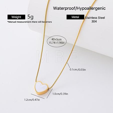 304 Stainless Steel Resin White Pendant Necklaces for Women HD5158-1-1