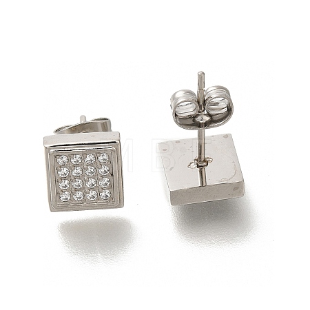 304 Stainless Steel Micro Pave Clear Cubic Zirconia Stud Earrings EJEW-H018-03P-04-1