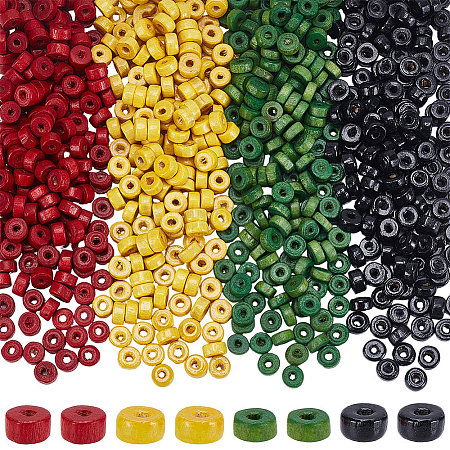 1400Pcs 4 Colors Natural Maple Wood Beads WOOD-SP0002-02-1