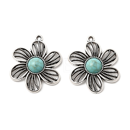 Tibetan Style Alloy & Acrylic Pendants FIND-B058-04AS-01-1