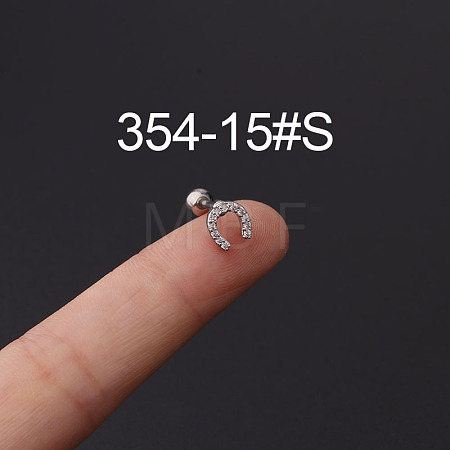 316L Stainless Steel Micro Pave Cubic Zirconia Cartilage Earrings WG094CA-15-1