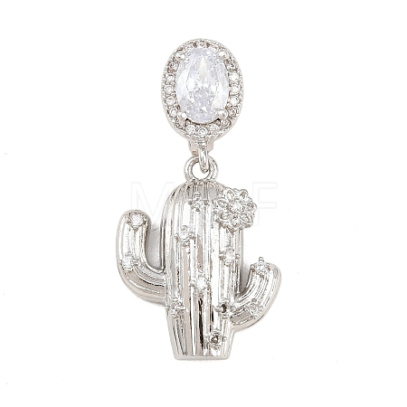 Brass Micro Pave Clear Cubic Zirconia Pendants KK-Z151-12P-01-1