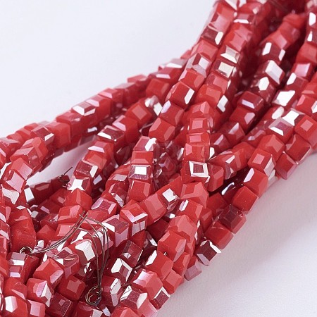 Electroplate Opaque Glass Beads Strands EGLA-F121-HR-C01-1