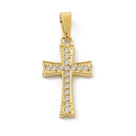Ion Plating(IP) 304 Stainless Steel Micro Pave Cubic Zirconia Pendants STAS-Z107-08G-04-1