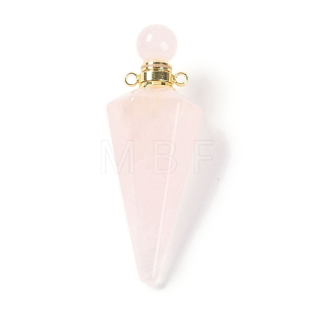 Natural Rose Quartz Faceted Cone Openable Perfume Bottle Big Pendants G-L524-18G-12-1
