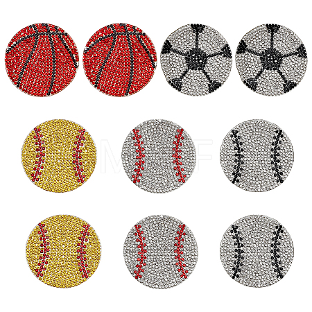 10Pcs 5 Styles Sports Theme Glass Hotfix Rhinestone DIY-NB0015-49-1