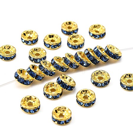 Brass Grade A Rhinestone Spacer Beads RSB038NF-14G-1