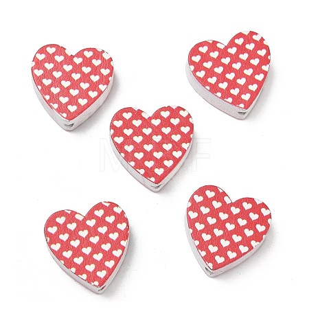 Spray Painted & Printed Wood Beads WOOD-L023-02B-1