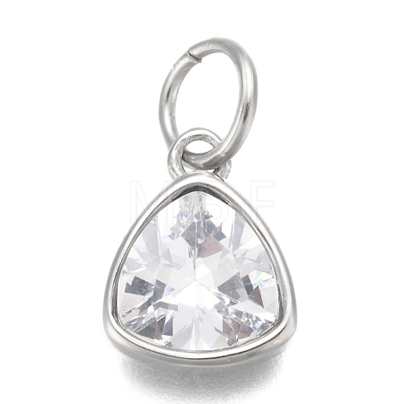 304 Stainless Steel Cubic Zirconia Pendant ZIRC-P080-B09-1