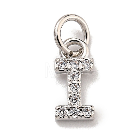 Initial Letter Brass with Cubic Zirconia Charms KK-Q814-26I-P-1
