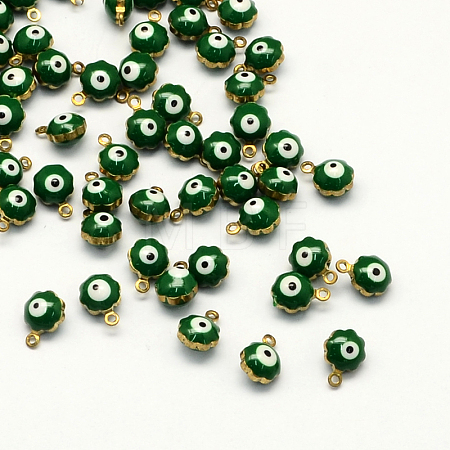 Golden Tone Brass Enamel Charms KK-Q571-05A-1