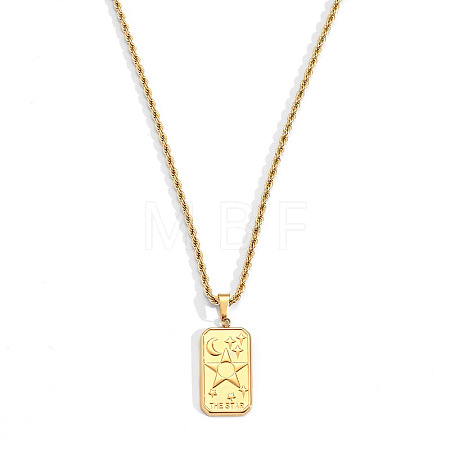 304 Stainless Steel Tarot Card Pendant Necklaces WG777F6-03-1
