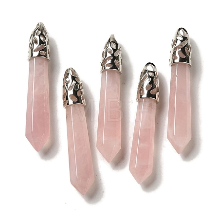 Natural Rose Quartz Pointed Big Pendants G-Z055-01P-14-1