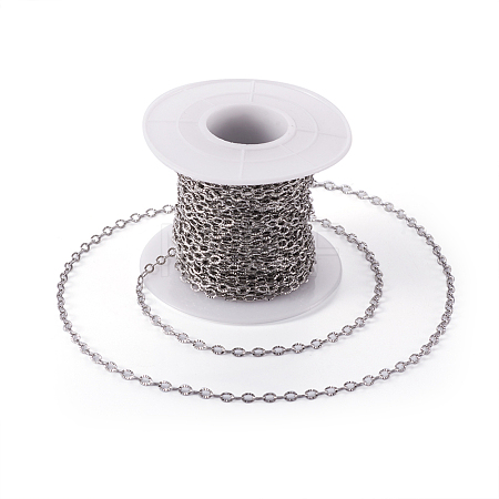 Tarnish Resistant 304 Stainless Steel Textured Cable Chains CHS-H007-05P-1
