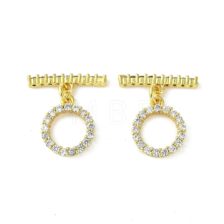 Rack Plating Eco-Friendly Brass Pave Clear Cubic Zirconia Toggle Claps KK-K330-45G-1
