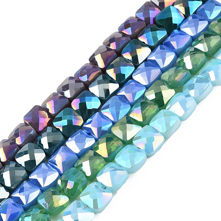 Electroplate Opaque Solid Color Glass Beads Strands EGLA-N002-43-1