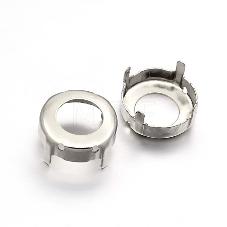 Flat Round Brass Sew on Prong Settings KK-N0084-A13-14mm-1