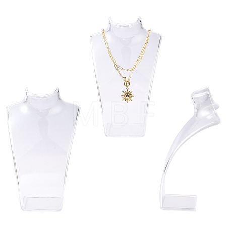 Organic Glass Necklace & Earring Standing Bust Displays NDIS-E006-2C-1