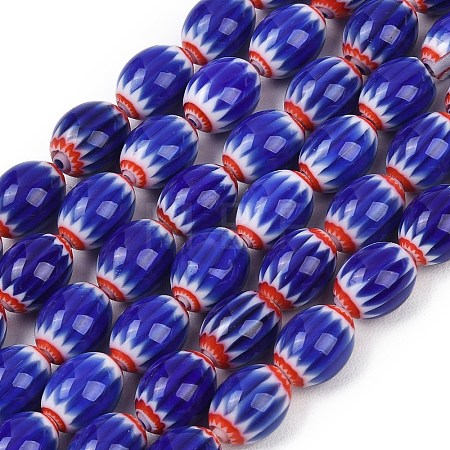 Handmade Millefiori Glass Oval Bead Strands LK-Z001-01A-1