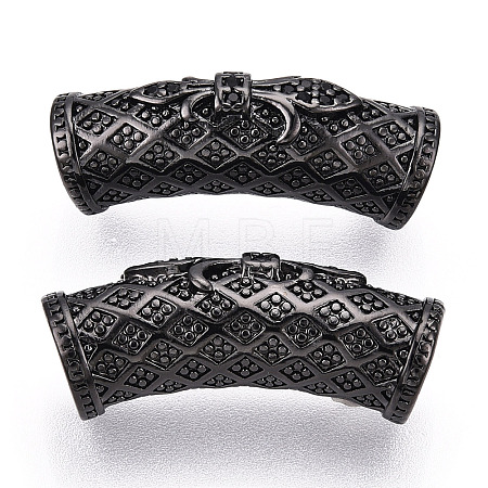 Brass Micro Pave Cubic Zirconia Tube Beads ZIRC-T004-60B-1