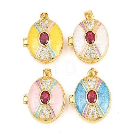 Brass Locket Pendants KK-D232-12G-03-1
