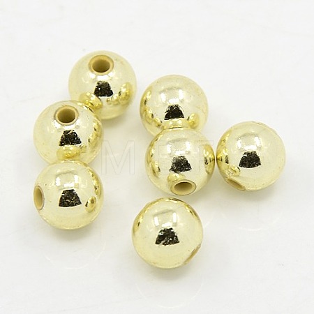 Plating Plastic Acrylic Round Beads PACR-L003-8mm-LG-1