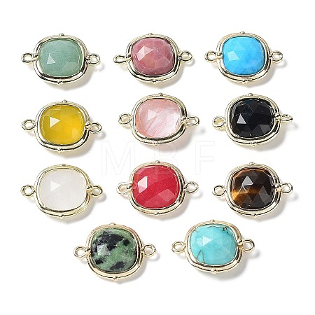 Natural & Synthetic Mixed Gemstone Connector Charms G-C087-01G-A-1