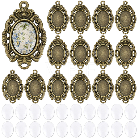 30Pcs Tibetan Style Alloy Pendant Cabochon Settings DIY-UN0008-63AB-1