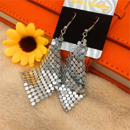 Sparkle Alloy Sequins Rectangle Dangle Earrings for Women NE0138-6-1
