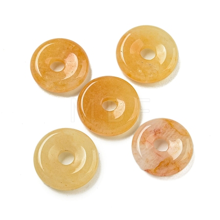 Natural Topaz Jade Donut/Pi Disc Charms G-G142-01F-1