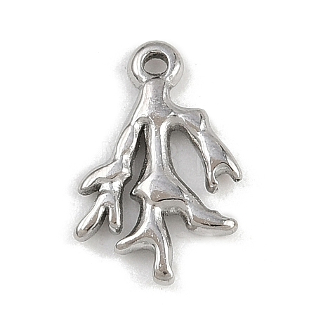 Marine Animal 304 Stainless Steel Coral Shape Charms STAS-K287-07B-P-1