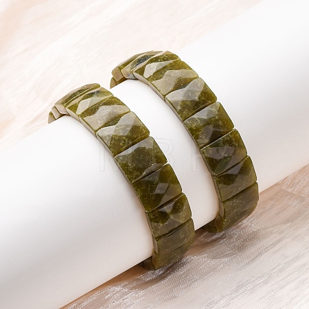 Rectangle Natural Lemon Jade Beads Stretch Bracelets for Women Men BJEW-Z149-01H-1