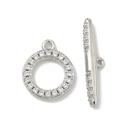Brass Micro Pave Clear Cubic Zirconia Toggle Clasps KK-G548-26P-1