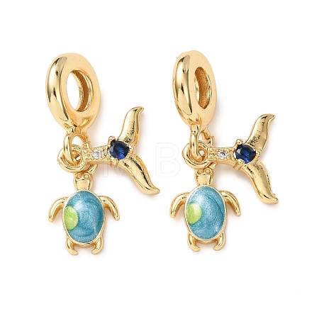 Ocean Brass Pave Cubic Zirconia European Dangle Charms KK-H278-04G-02-1