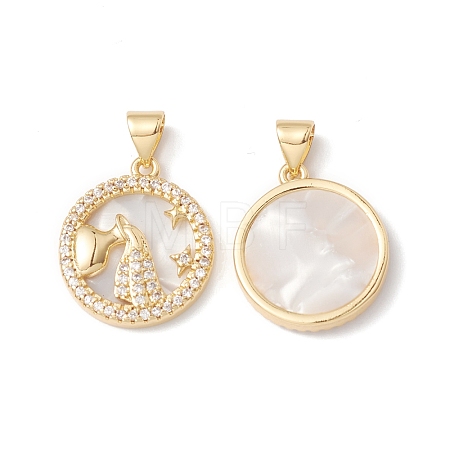 Rack Plating Brass Shell Pendants KK-D087-25G-03-1
