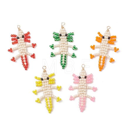 Copper Wire Wrapped Beaded Fish Charms PALLOY-MZ01088-1
