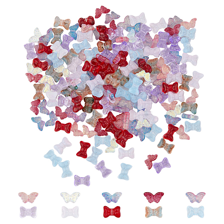200Pcs 10 Style Transparent Spray Painted Glass Beads GLAA-FH0001-70-1
