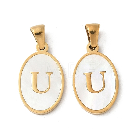Natural Shell Oval with Initial Pendants STAS-I351-23G-U-1