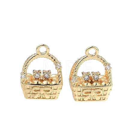 Brass Pave Clear Cubic Zirconia Pendants KK-C168-11G-1