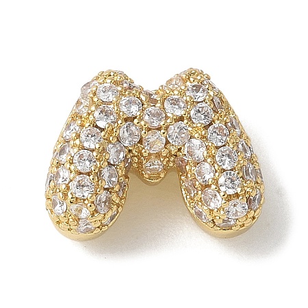Brass Micro Pave Cubic Zirconia Beads KK-P290-61G-M-1