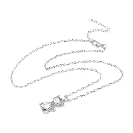 Cat Shape Alloy Rhinestone Pendant Necklaces FS-WG5CA0C-03-1