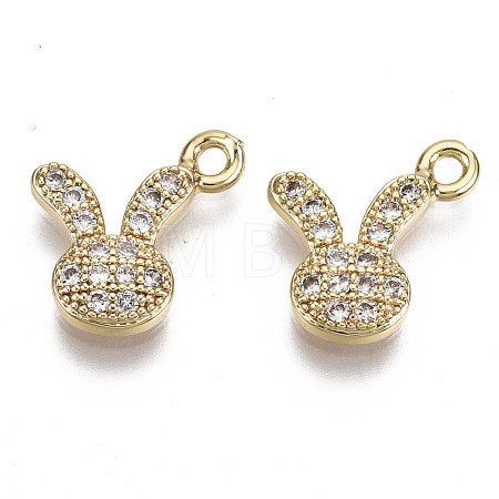 Brass Micro Cubic Zirconia Bunny Charms KK-N231-124-NF-1