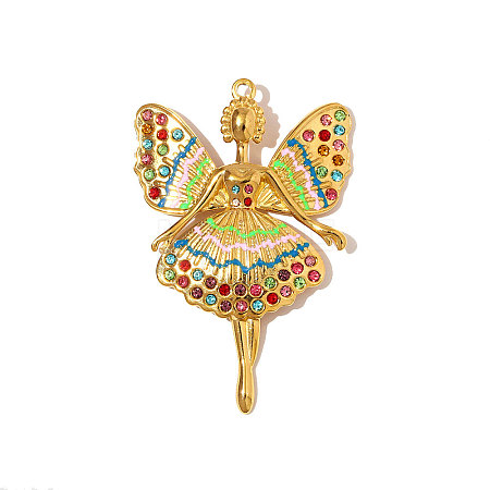 304 Stainless Steel Enamel Big Pendants STAS-OY008-83G-1
