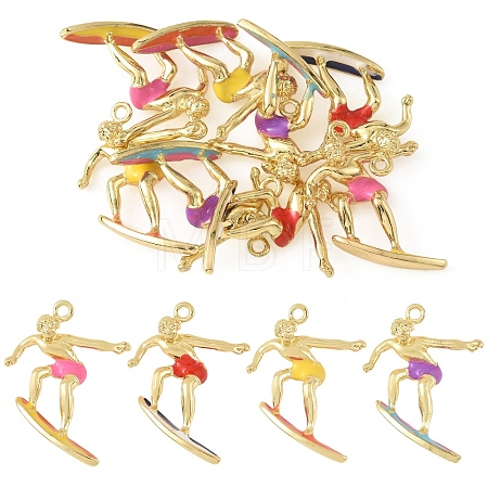 8Pcs 4 Colors Alloy Enamel Pendants FIND-YW0013-04-1